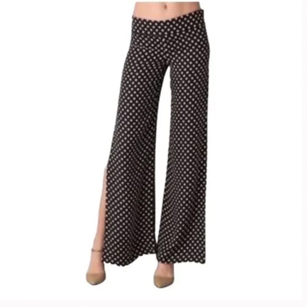 Haute Hippie Women's Silk Polka Dot Wide Leg Pants in Black & White